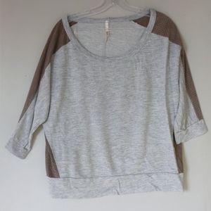 Grey & Tan 3/4 sleeve top